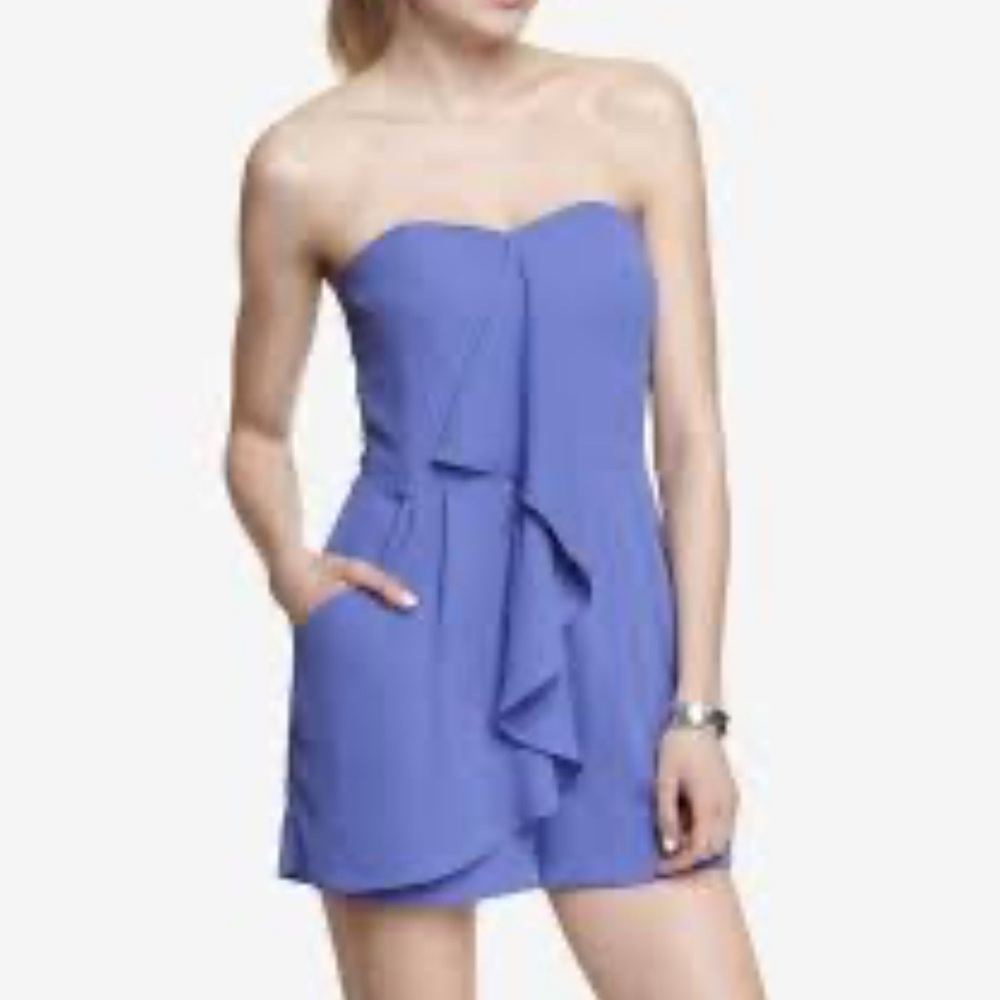 Express Strapless Ruffle romper in Blue size 4